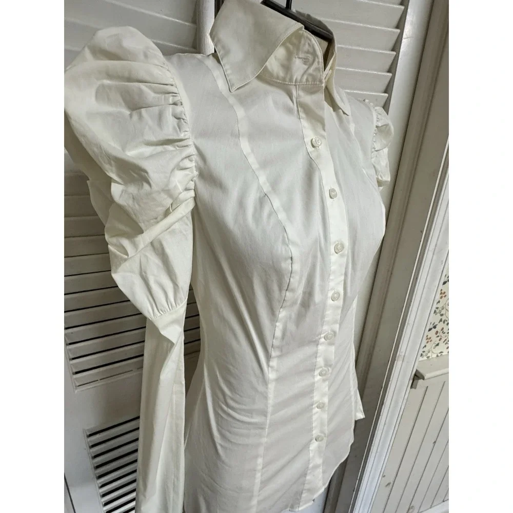 Vintage Y2K‎ George Marciano Guess Mutten Pirate Sleeve Blouse XXS/XS 00/0 White - Picture 4 of 11
